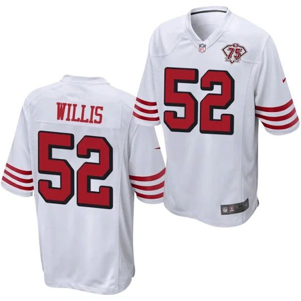 Men San Francisco 49ers #52 Patrick Willis White 75th Anniversary Throwback Game NFL Jersey->san francisco 49ers->NFL Jersey